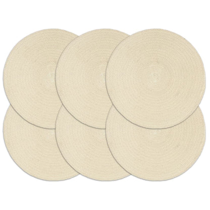 Placemats 6 pcs Plain Natural 38 cm Round Cotton