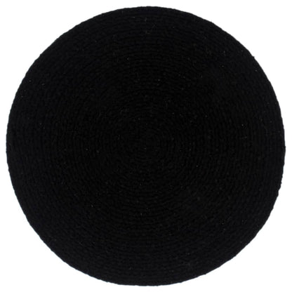 Placemats 4 pcs Plain Black 38 cm Round Cotton