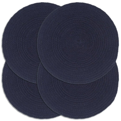 Placemats 4 pcs Plain Navy Blue 38 cm Round Cotton