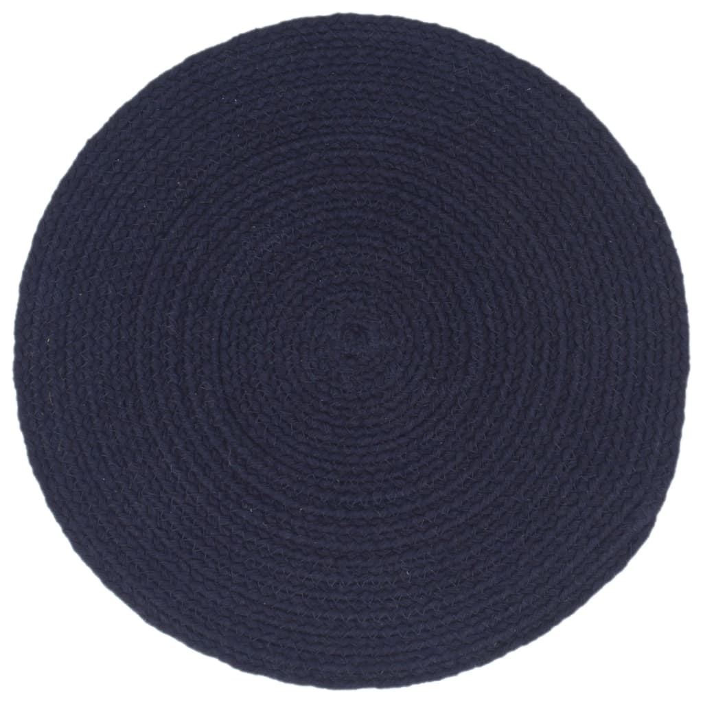 Placemats 4 pcs Plain Navy Blue 38 cm Round Cotton