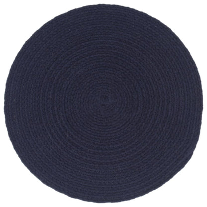 Placemats 4 pcs Plain Navy Blue 38 cm Round Cotton