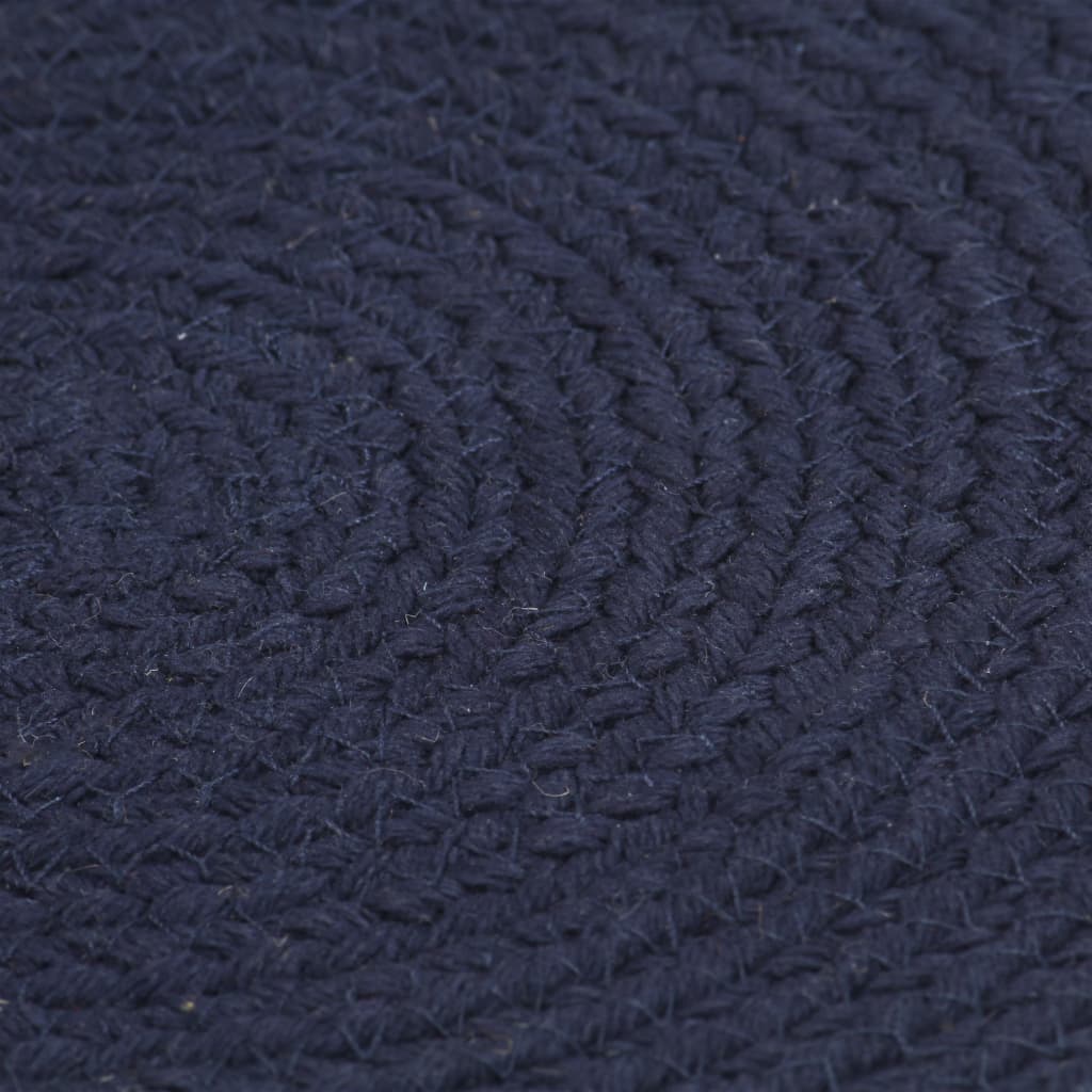 Placemats 4 pcs Plain Navy Blue 38 cm Round Cotton