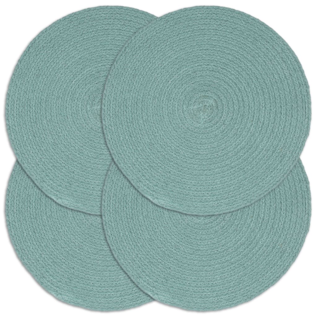 Placemats 4 pcs Plain Green 38 cm Round Cotton