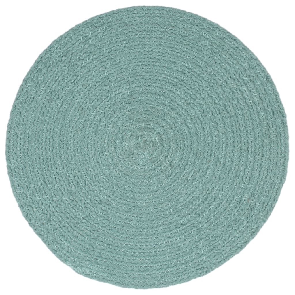 Placemats 4 pcs Plain Green 38 cm Round Cotton