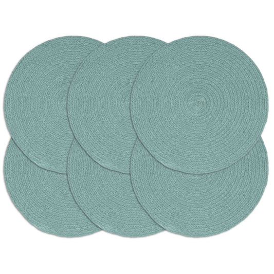 Placemats 6 pcs Plain Green 38 cm Round Cotton