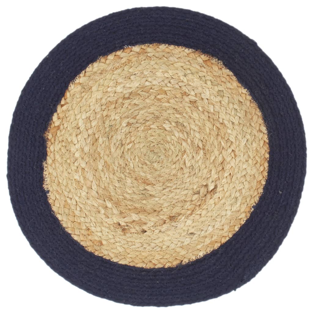 Placemats 4 pcs Natural and Navy Blue 38 cm Jute and Cotton