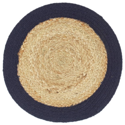 Placemats 6 pcs Natural and Navy Blue 38 cm Jute and Cotton