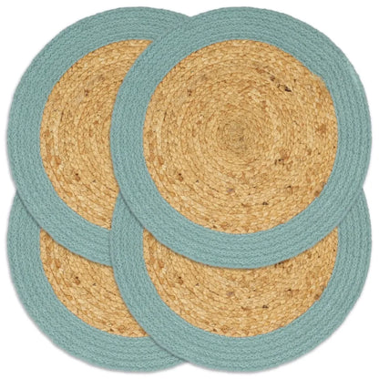 Placemats 4 pcs Natural and Green 38 cm Jute and Cotton