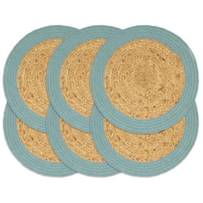 Placemats 6 pcs Natural and Green 38 cm Jute and Cotton