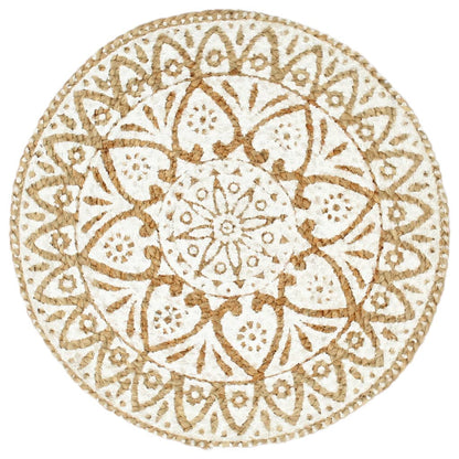 Placemats 4 pcs White 38 cm Round Jute