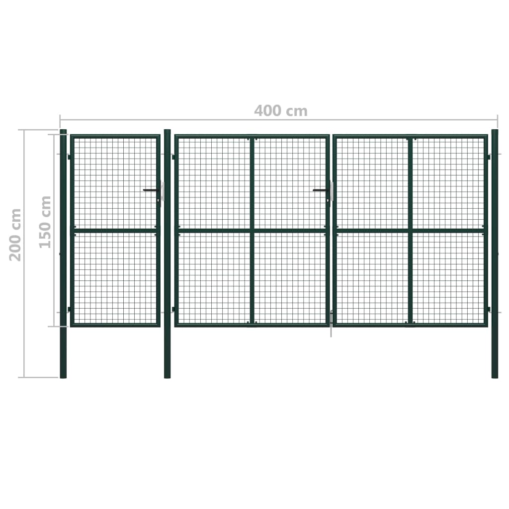 Garden Gate Steel 400x150 cm Green