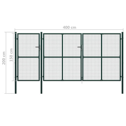 Garden Gate Steel 400x150 cm Green