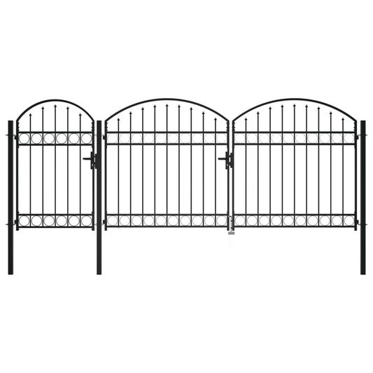 Garden Fence Gate with Arched Top Steel 2.25x4 m Black