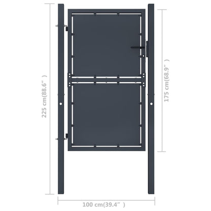 Garden Gate Steel 100x175 cm Anthracite