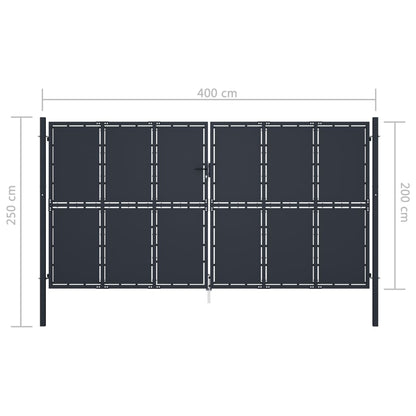 Garden Gate Steel 400x200 cm Anthracite