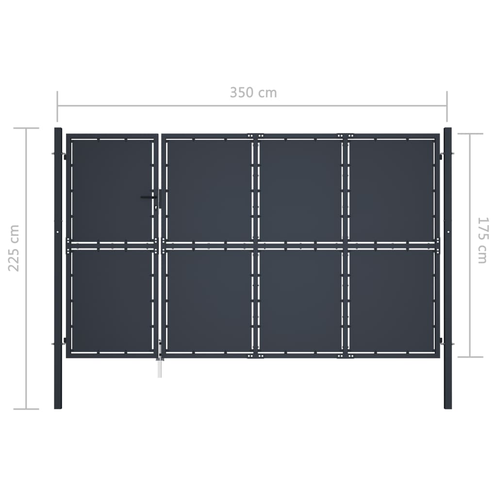 Garden Gate Steel 350x175 cm Anthracite