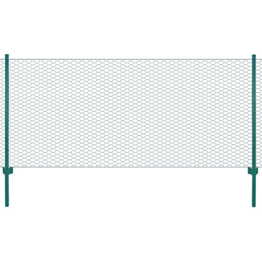 Wire Mesh Fence with Posts Steel 25x0.5 m Green