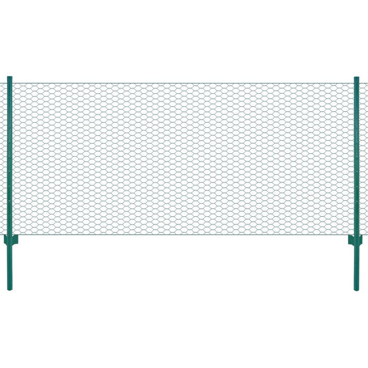 Wire Mesh Fence with Posts Steel 25x1 m Green