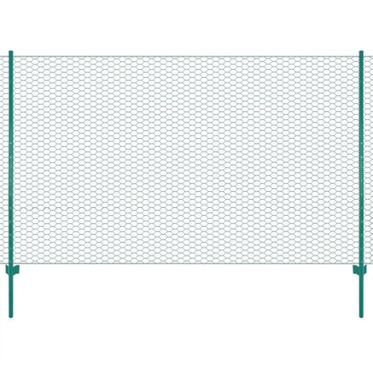 Wire Mesh Fence with Posts Steel 25x1.5 m Green