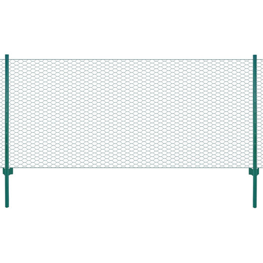 Wire Mesh Fence with Posts Steel 25x1 m Green