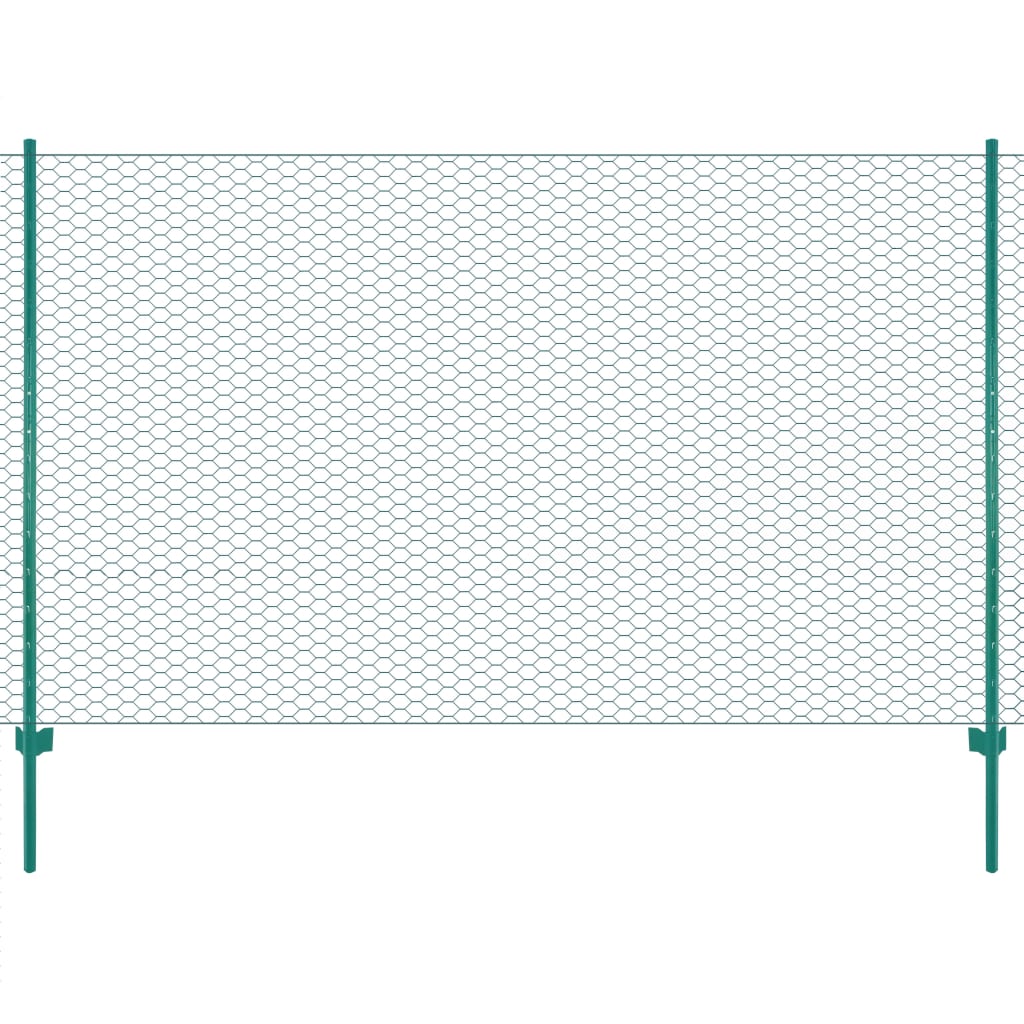 Wire Mesh Fence with Posts Steel 25x1.5 m Green