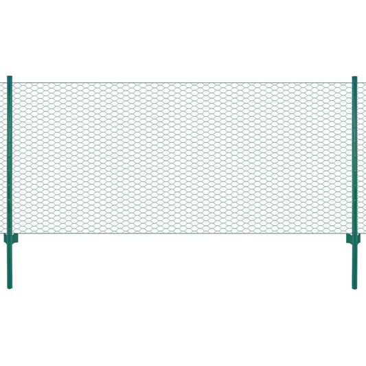 Wire Mesh Fence with Posts Steel 25x0.75 m Green