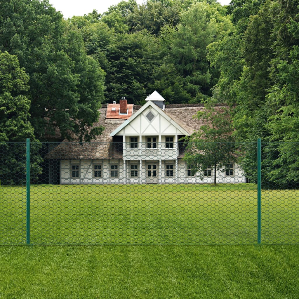 Wire Mesh Fence with Posts Steel 25x0.75 m Green