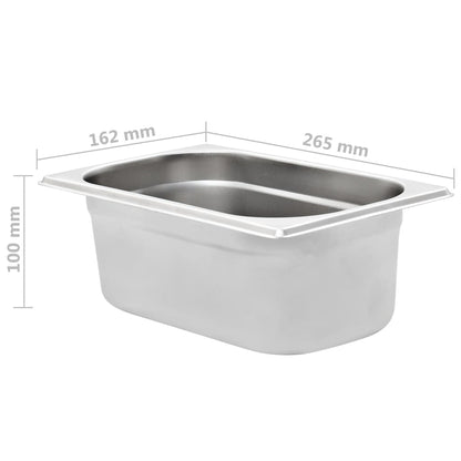 Gastronorm Containers 8 pcs GN 1/4 100 mm Stainless Steel