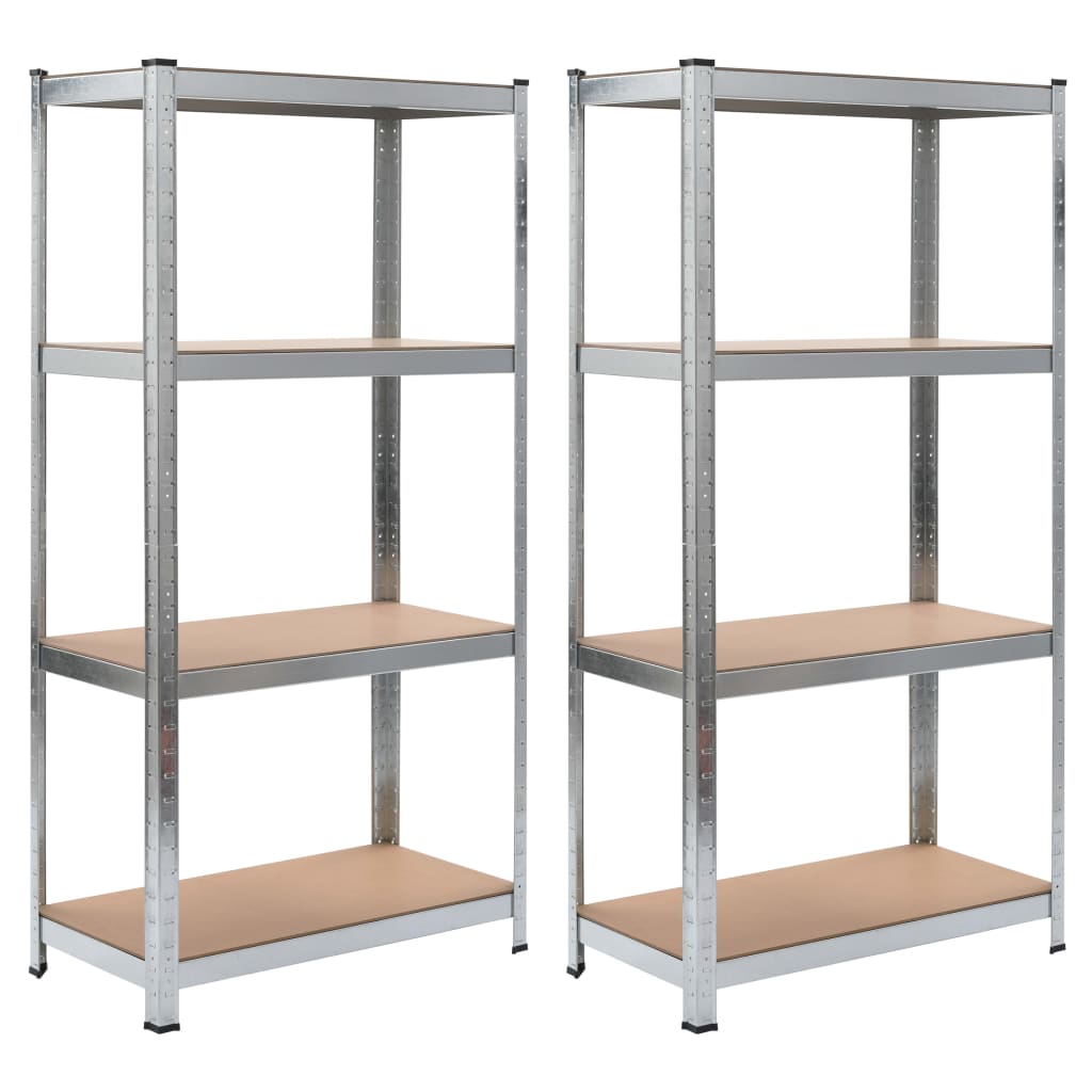 Storage Shelves 2 pcs Silver 80x40x160 cm Steel and MDF