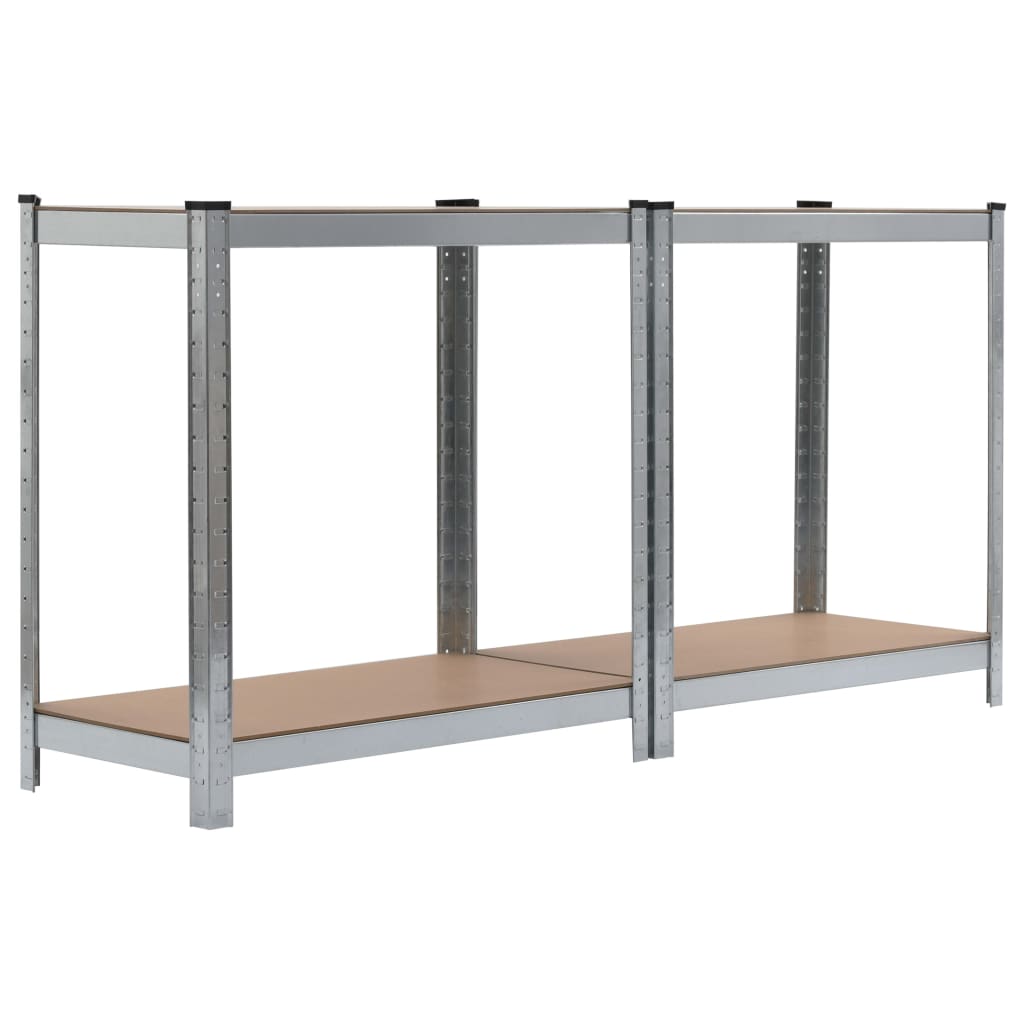 Storage Shelves 2 pcs Silver 80x40x160 cm Steel and MDF