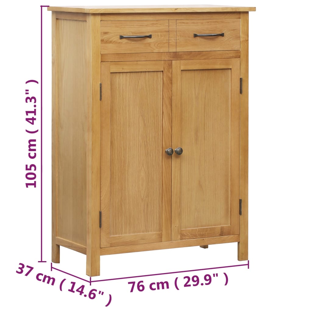 Shoe Cabinet 76x37x105 cm Solid Oak Wood