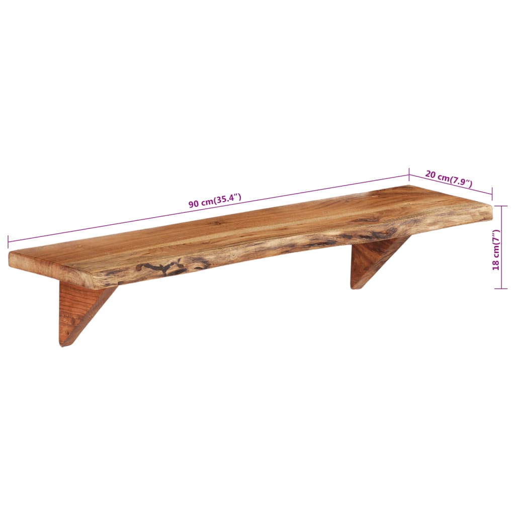 Wall Shelves 2 pcs 90x20x18 cm Solid Acacia Wood