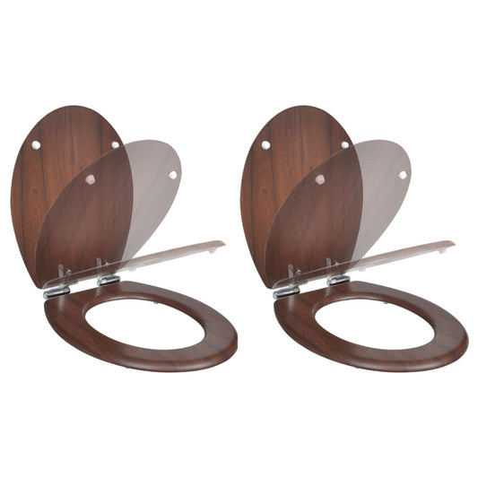 Toilet Seats with Soft Close Lids 2 pcs MDF Brown