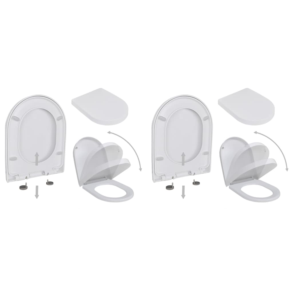 Toilet Seats with Soft Close Lids 2 pcs Plastic White