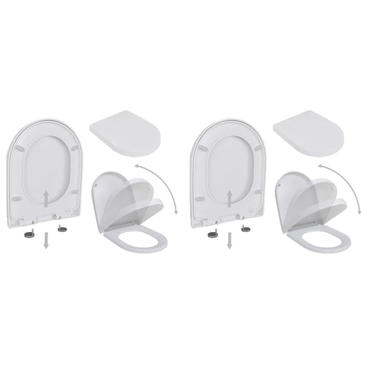 Toilet Seats with Soft Close Lids 2 pcs Plastic White