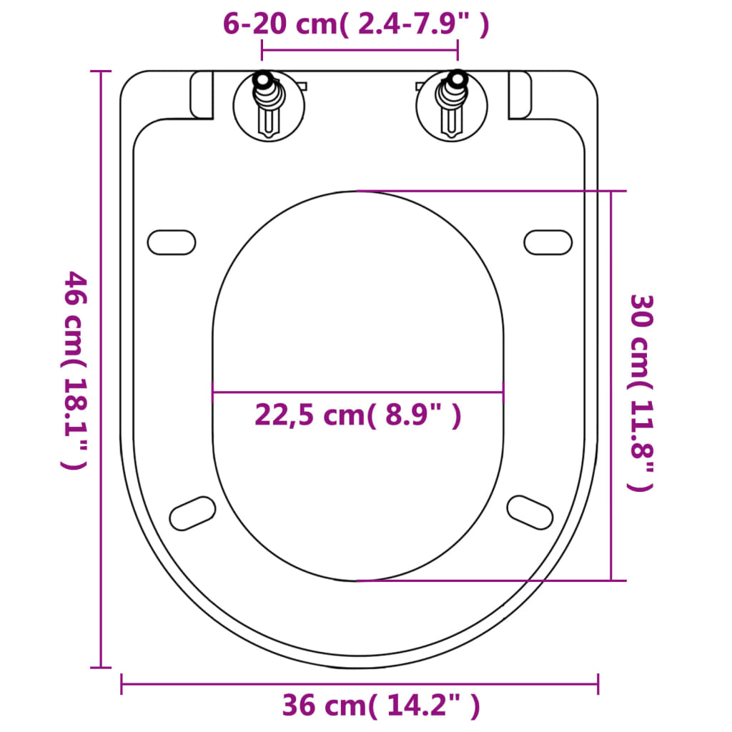 Toilet Seats with Soft Close Lids 2 pcs Plastic White