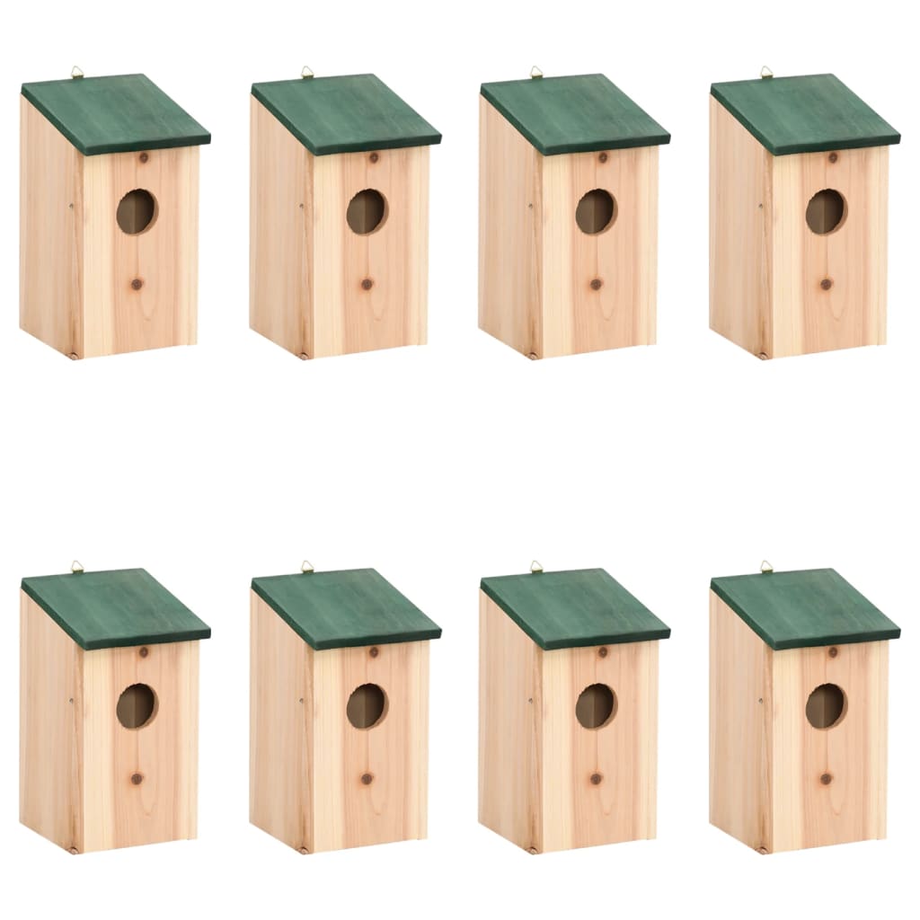 Bird Houses 8 pcs Wood 12x12x22 cm