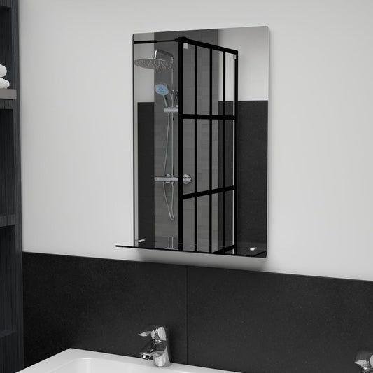 Wall Mirror with Shelf 40x60 cm Tempered Glass