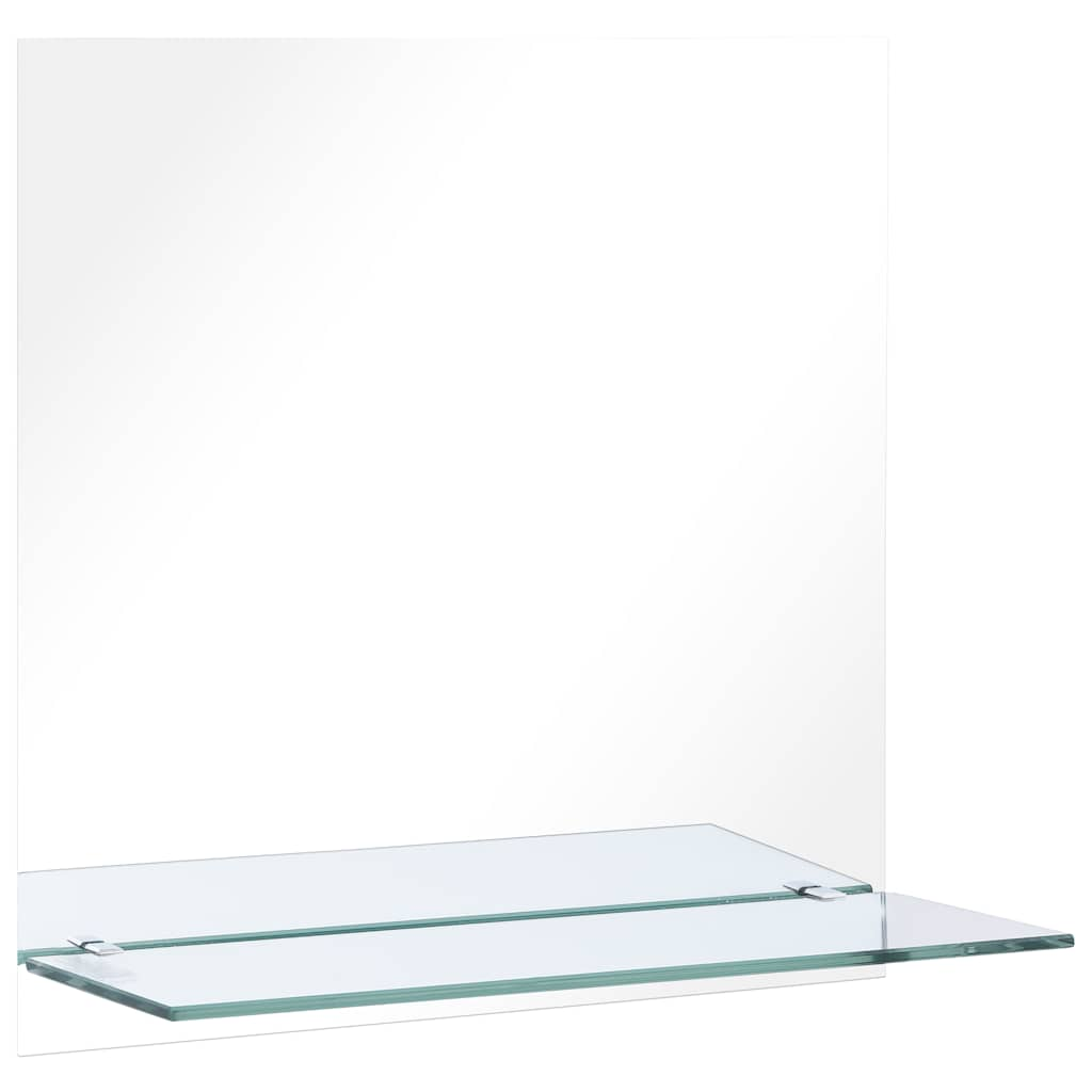 Wall Mirror with Shelf 60x60 cm Tempered Glass