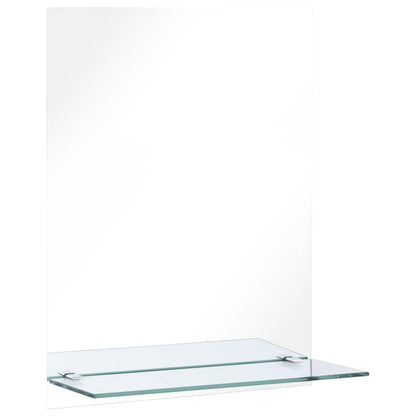 Wall Mirror with Shelf 50x70 cm Tempered Glass