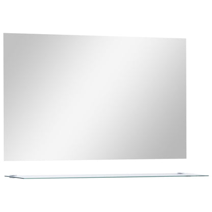 Wall Mirror with Shelf 100x60 cm Tempered Glass