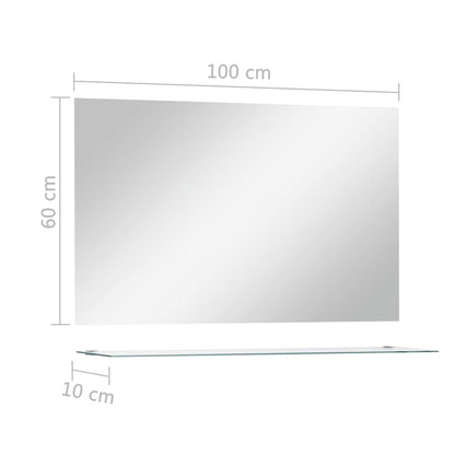 Wall Mirror with Shelf 100x60 cm Tempered Glass