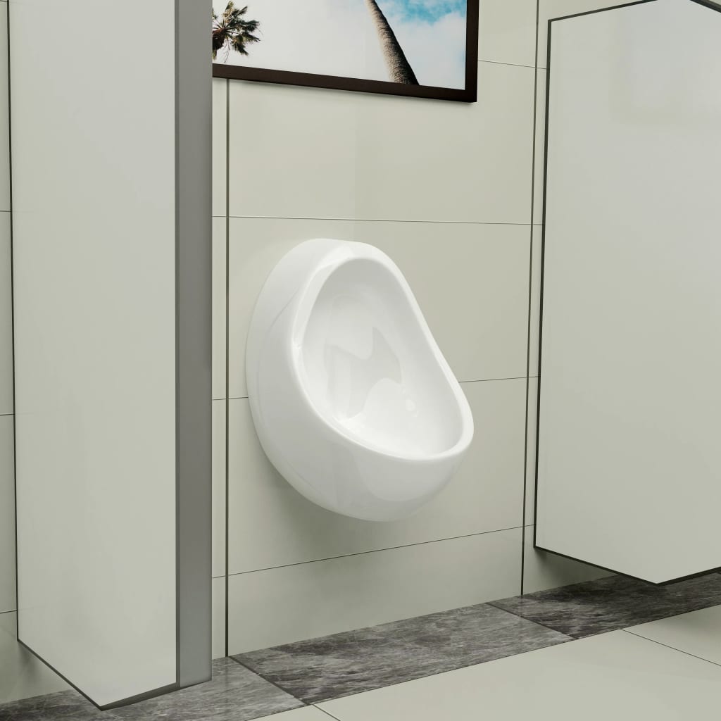 Wall Hung Urinal with Flush Valve Ceramic White