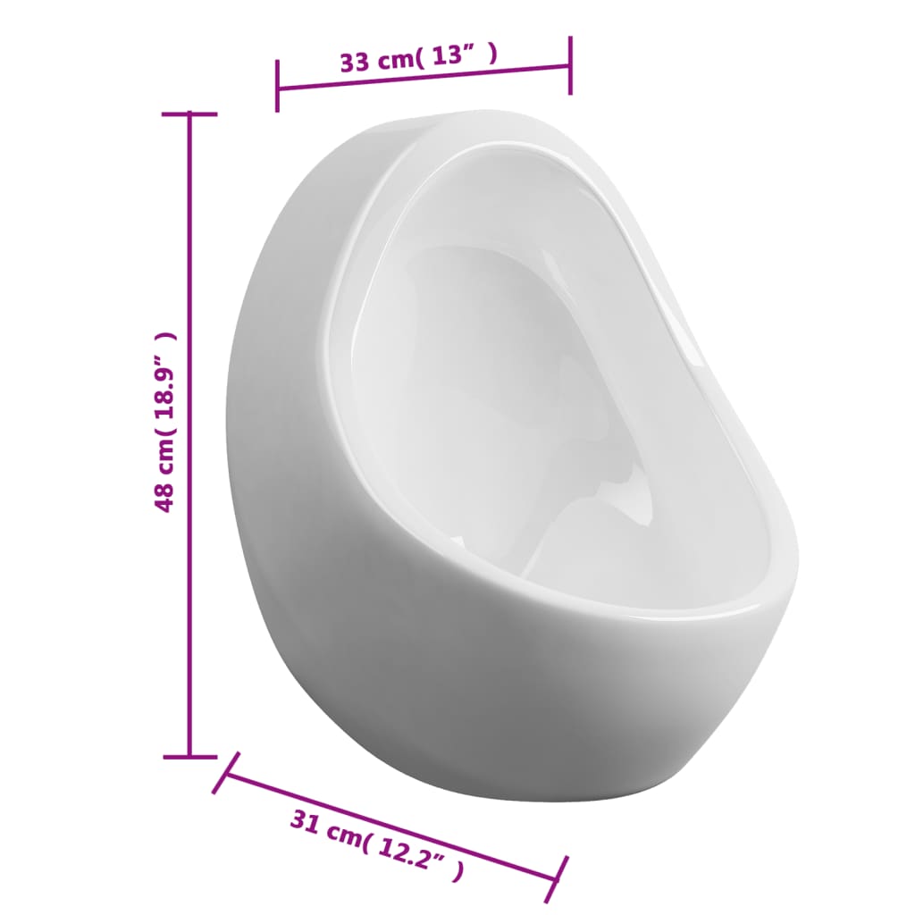 Wall Hung Urinal with Flush Valve Ceramic White