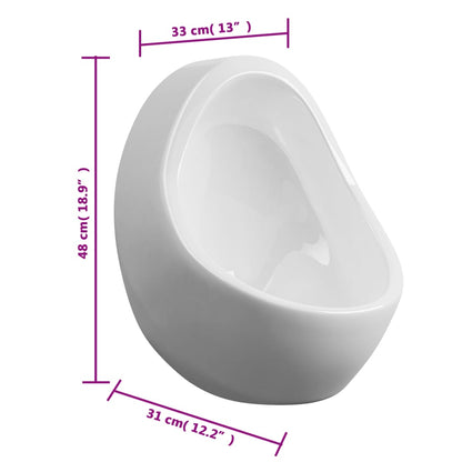 Wall Hung Urinal with Flush Valve Ceramic White