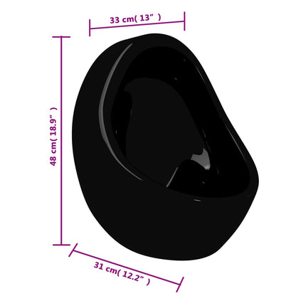 Wall Hung Urinal with Flush Valve Ceramic Black