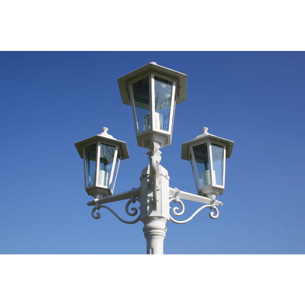 Garden Light Post 3-arms 215 cm White Aluminium