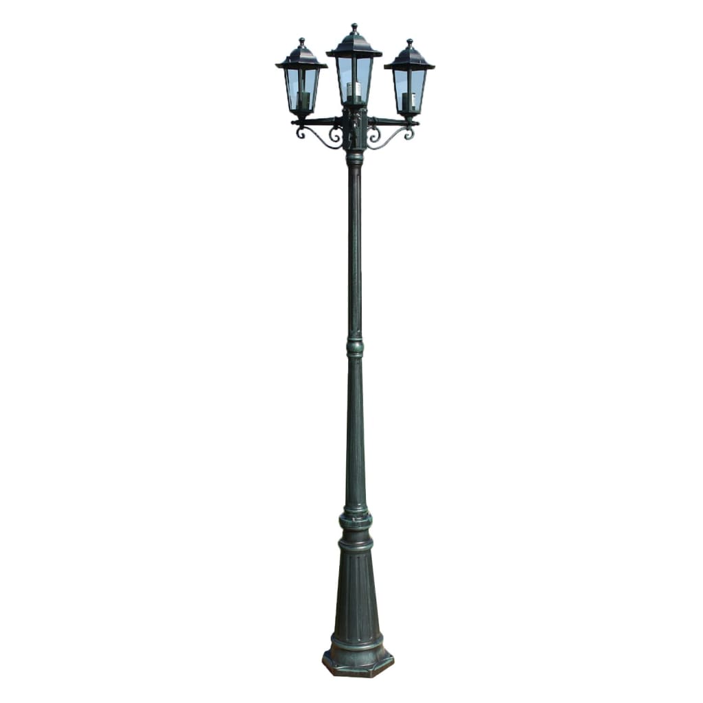 Garden Light Post 3-arms 215 cm Dark Green/Black Aluminium