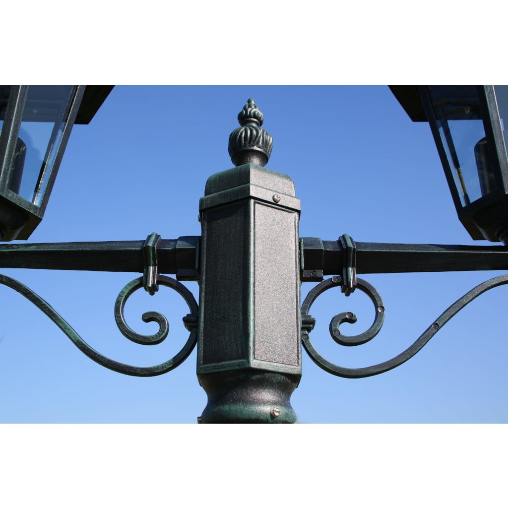 Garden Light Post 2-arms 215 cm Dark Green/Black Aluminium