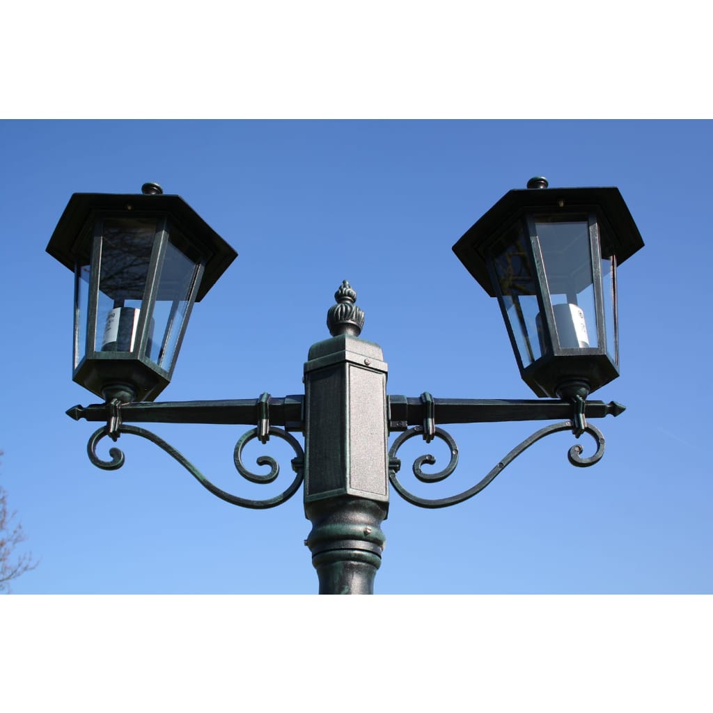 Garden Light Post 2-arms 215 cm Dark Green/Black Aluminium